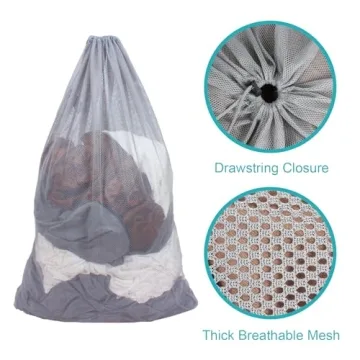 DuomiW Heavy Duty Mesh Laundry Bag for Travel and Home