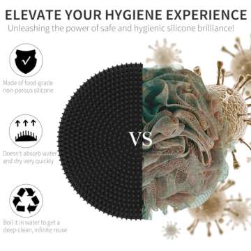 Silicone Body Scrubber Shower Bath Brush, More Hygienic Than Traditional Loofah, Lather Nicely, Long...