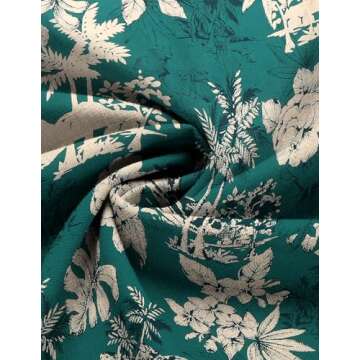 COOFANDY Men's Summer Beach Outfits 2 Piece Short Sleeve Shirts and Shorts Vacation Texture Linen Sets for Men Coconut Tree-Green S