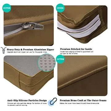 9 Pack Patio Cushion Covers Set Outdoor Furniture Cushion and Pillow Cover Replacement Fit for 5 Pieces 4-Seater Wicker Rattan Patio Sectional Sofa Chair Couch Set,Taupe-Cover Only (Large)