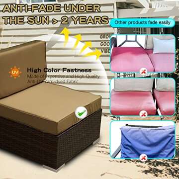 9 Pack Patio Cushion Covers Set Outdoor Furniture Cushion and Pillow Cover Replacement Fit for 5 Pieces 4-Seater Wicker Rattan Patio Sectional Sofa Chair Couch Set,Taupe-Cover Only (Large)