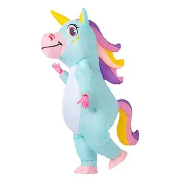 Spooktacular Creations Halloween Inflatable Costume Adult, Full Body Unicorn Blow Up Costume for Halloween Dress Up Holiday Themed Cosplay Parties(Blue)