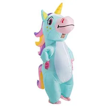 Spooktacular Creations Halloween Inflatable Costume Adult, Full Body Unicorn Blow Up Costume for Halloween Dress Up Holiday Themed Cosplay Parties(Blue)