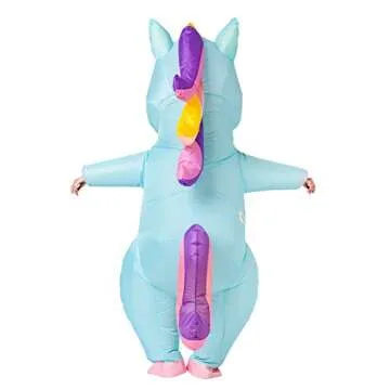 Spooktacular Creations Halloween Inflatable Costume Adult, Full Body Unicorn Blow Up Costume for Halloween Dress Up Holiday Themed Cosplay Parties(Blue)