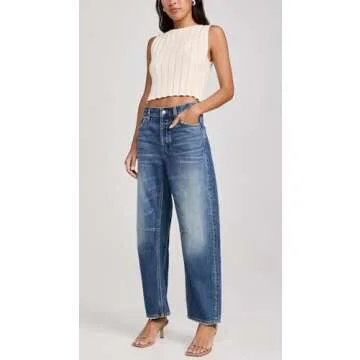 Shop Madewell Women's Darted Barrel-Leg Jean, Irmo Blue