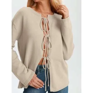 Stylish LILLUSORY Women's Tie Front Cardigan Sweater