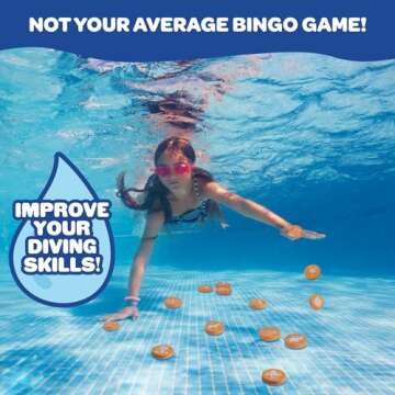 Pool Bingo Diving Game for Kids - Summer Party Fun Edition - Dive & Call 30 Sinking Animal Themed 'N...