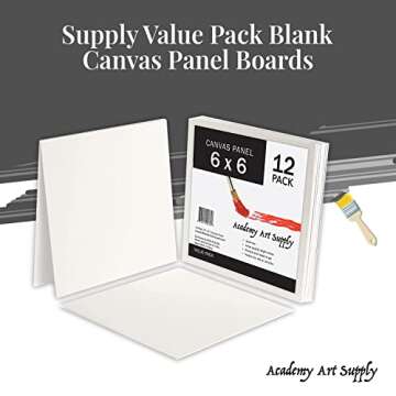 Academy Art Supply Canvases Panels 6 x 6 inch - 100% Cotton Artist Blank Canvas Board for Painting, ...