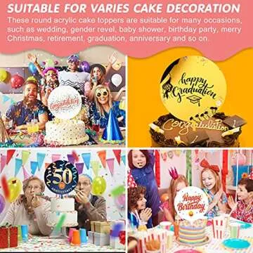 Jetec 2 Pieces 5 Inch Acrylic Cake Topper Blank Round Clear DIY Birthday Cake Topper for Personalized Custom Wedding, Birthday Festival Party Decorations(null)