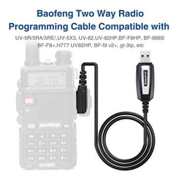 BAOFENG USB Programming Cable CH340 Chip Compatible Wiht UV-5R BF-F8HP Pro 5RM GMRS UV-5G Plus GM-15PRO GM21 K5PLUS AR-152 UV-21R Quansheng UV-K5 8 Ham Radio