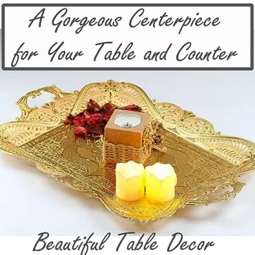 Elegant Gold Turkish Coffee Tea Serving Tray for Home Decor