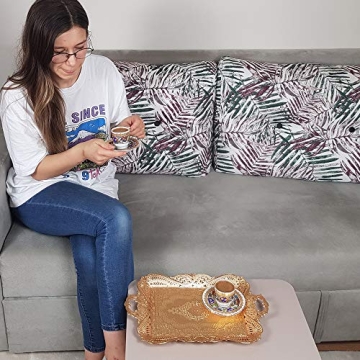 Elegant Gold Turkish Coffee Tea Serving Tray for Home Decor