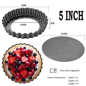 DATANYA 6 Pack 5 Inch Mini Tart Pans with Removable Bottom Nonstick Quiche Pan