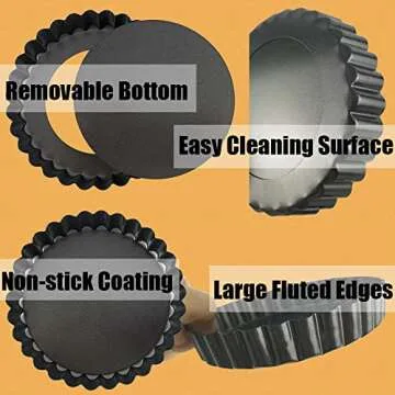 DATANYA Mini Removable Bottom Tart Pans for Easy Baking