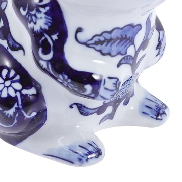 VOSAREA Blue and White Porcelain Bunny Figurine for Home