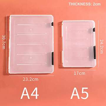 A5 Plastic Portable Project Cases, 3Pcs Document File Folder, Clear Paper Storage Organizer Boxes fo...