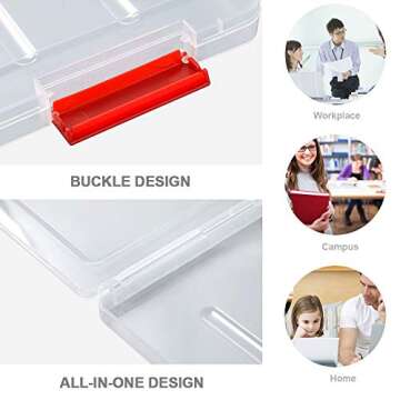 A5 Plastic Portable Project Cases, 3Pcs Document File Folder, Clear Paper Storage Organizer Boxes for Tickets, Photos, Cards, Files, Documents, Office Supplies (3PC)
