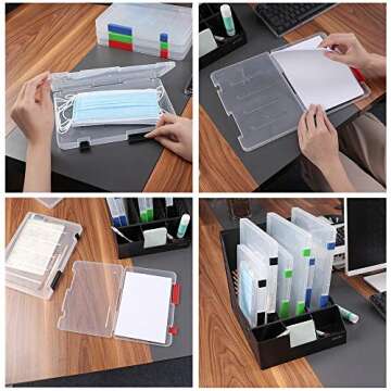 A5 Plastic Portable Project Cases, 3Pcs Document File Folder, Clear Paper Storage Organizer Boxes for Tickets, Photos, Cards, Files, Documents, Office Supplies (3PC)