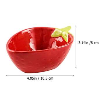 Cabilock Strawberry Shaped Serving Bowl Ceramic Salad Bowls Sturdy Mixing Bowls for Cereal, Soup, Salad and Pasta (Red), 10.3x8cm, 178BES03024D01BGE3QD