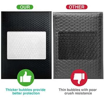 METRONIC Large Bubble Mailers 10.5x16 Inch 25 Pack Black Bubble Mailers Self Seal Waterproof Thick Padded Envelopes for Packaging, Mailing, Shipping