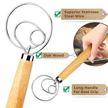 Danish Dough Whisk Set with Scraper for Effortless Mixing