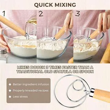 Danish Dough Whisk Set with Scraper for Effortless Mixing