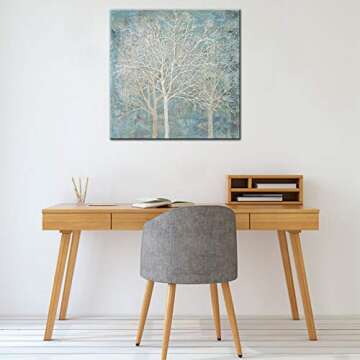 Artsbay Abstract Tree Canvas Painting Vintage Still Life Giclee Print Square Retro Artwork Winter Landscape Wall Art Modern Home Decor Stretched and Framed for Living Room Bedroom Office Decoration