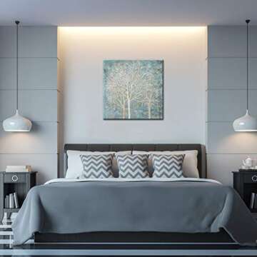 Artsbay Abstract Tree Canvas Painting Vintage Still Life Giclee Print Square Retro Artwork Winter Landscape Wall Art Modern Home Decor Stretched and Framed for Living Room Bedroom Office Decoration