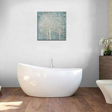 Artsbay Abstract Tree Canvas Painting Vintage Still Life Giclee Print Square Retro Artwork Winter Landscape Wall Art Modern Home Decor Stretched and Framed for Living Room Bedroom Office Decoration