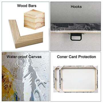 Artsbay Abstract Tree Canvas Painting Vintage Still Life Giclee Print Square Retro Artwork Winter Landscape Wall Art Modern Home Decor Stretched and Framed for Living Room Bedroom Office Decoration