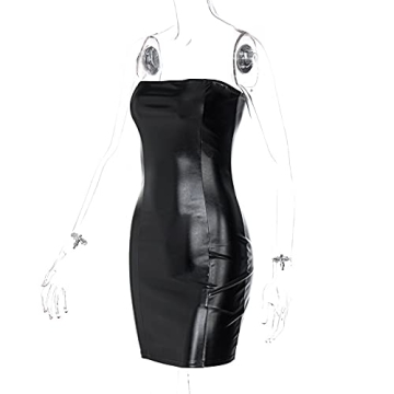 Stylish Strapless Bodycon PU Leather Mini Dress for Women