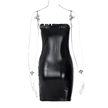 Stylish Strapless Bodycon PU Leather Mini Dress for Women