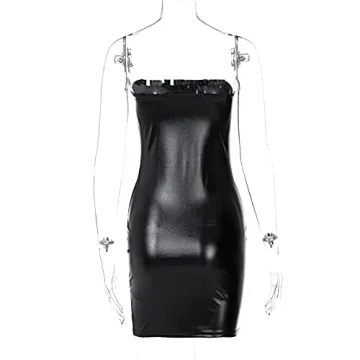 Stylish Strapless Bodycon PU Leather Mini Dress for Women
