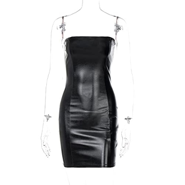 Stylish Strapless Bodycon PU Leather Mini Dress for Women