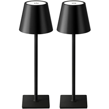 KDG 2 Pack Cordless Table Lamp,Portable LED Desk Lamp, 5000mAh Battery Operated, 3 Color Stepless Di...