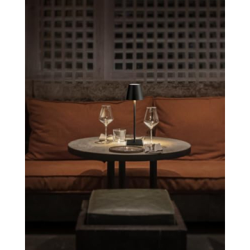 KDG 2 Pack Cordless Table Lamp,Portable LED Desk Lamp, 5000mAh Battery Operated, 3 Color Stepless Dimming Up, for Restaurant/Bedroom/Bars/Outdoor Party/Camping/Coffee Shop Night Light(Black)