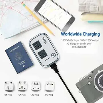 FOVAL Power Step Down 220V to 110V Voltage Converter International Travel Adapter for Hair Straightener/Curling Iron Including US/AU/EU/UK/India Universal Plug Adapter