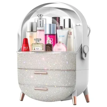 Teen Girls Pearl White Makeup Organizer for Beauty Storage