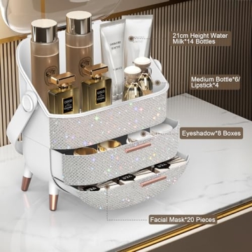 Teen Girls Pearl White Makeup Organizer for Beauty Storage