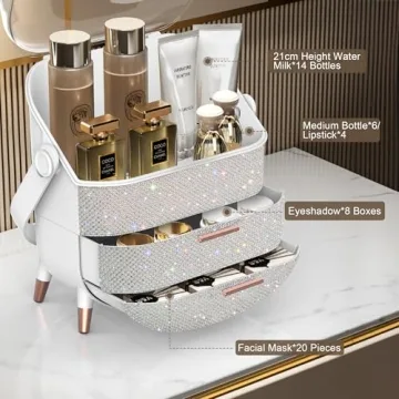 Teen Girls Pearl White Makeup Organizer for Beauty Storage