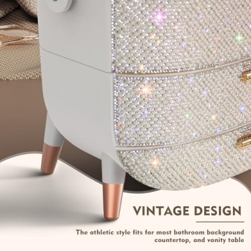 Teen Girls Pearl White Makeup Organizer for Beauty Storage