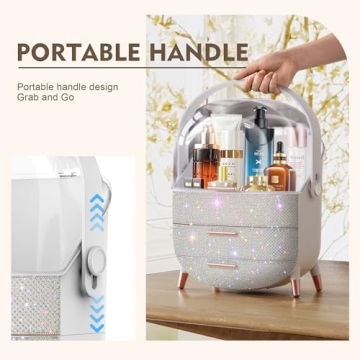 Teen Girls Pearl White Makeup Organizer for Beauty Storage