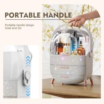 Teen Girls Pearl White Makeup Organizer for Beauty Storage