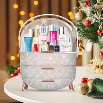 Teen Girls Pearl White Makeup Organizer for Beauty Storage