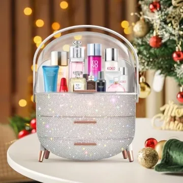 Teen Girls Pearl White Makeup Organizer for Beauty Storage