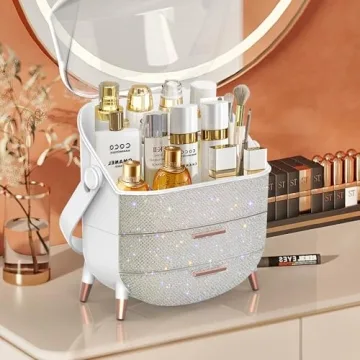 Teen Girls Pearl White Makeup Organizer for Beauty Storage