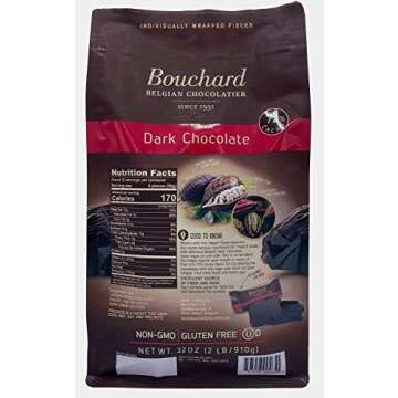 Bouchard Premium Belgian Dark Chocolate with 72% Cacao | Individually Wrapped Pieces (2 LB)