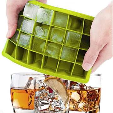 Silicone Square Ice Cube Trays - Stackable 2 Pack for Easy Release