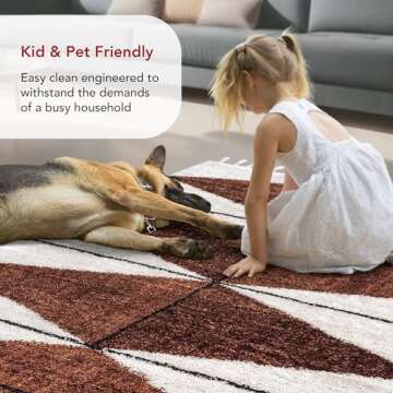 nuLOOM Kali Geometric 6 Round Shag Area Rug for Living Room Bedroom Dining Room Nursery Kitchen, Rust/Ivory