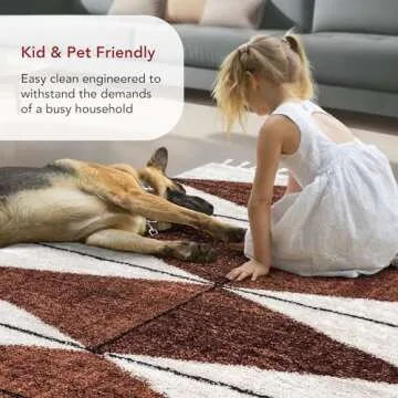 nuLOOM Kali Geometric 6 Round Shag Area Rug for Living Room Bedroom Dining Room Nursery Kitchen, Rust/Ivory